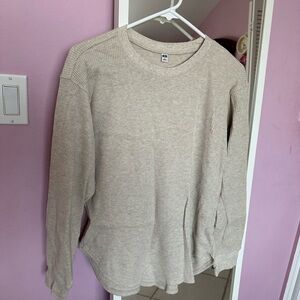 Uniqlo Beige Waffle Knit SweaterTop